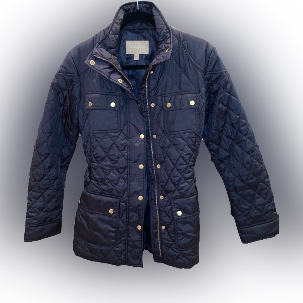 Banana Republic Navy Quilted Women’s Utility Jacket - Size L